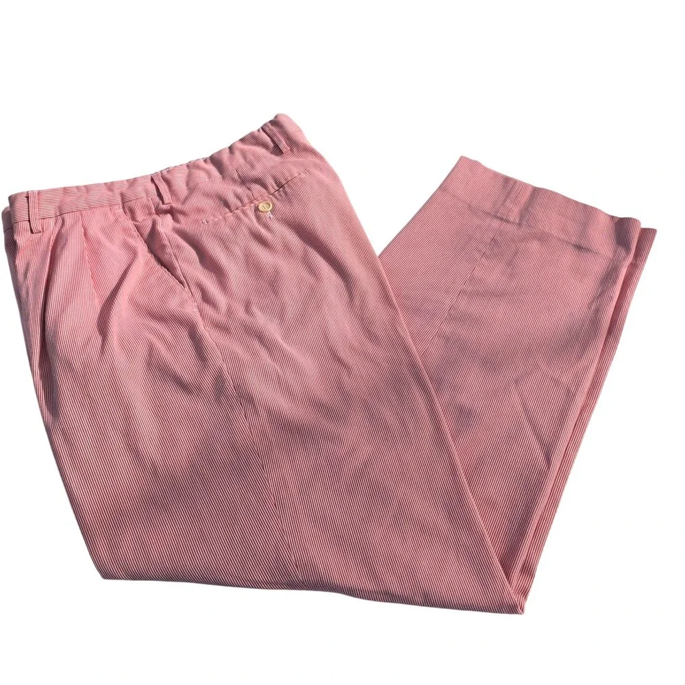 Bullock & Jones Seersucker Pants Mens 36 Red White Pleated‎ Bossi Italy